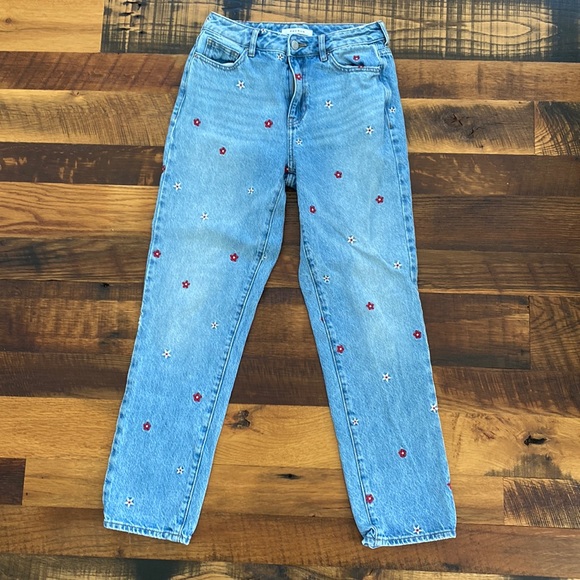 Pacsun Embroidered Flower Mom Jeans 